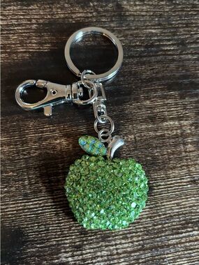 Green Crystal Apple Keychain